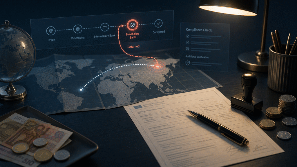 International money transfer to Russia paused for bank and compliance checks