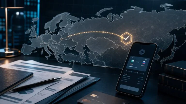 International transfer route and compliance check for sending money to Russia