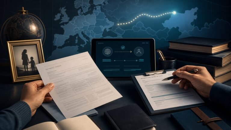Child support payment documents and bank route from abroad to Russia